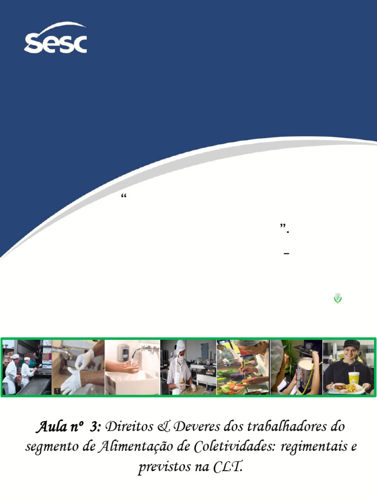 3º Aula - Direitos Deveres Dos Trabalhadores Do Segmento de Alimentação ...
