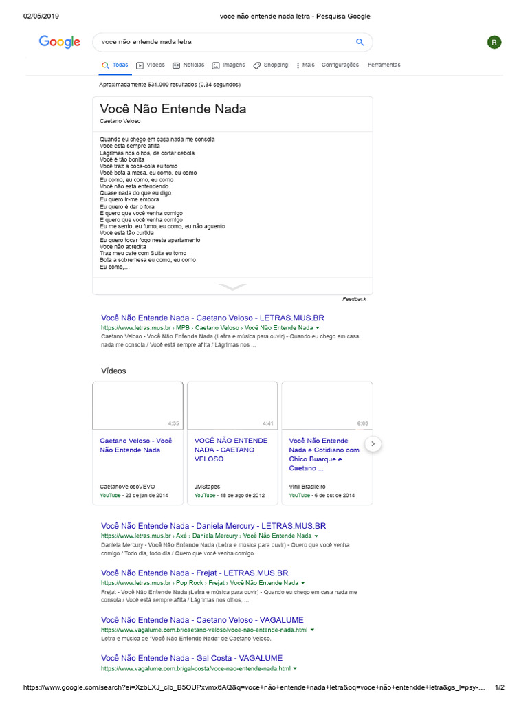 Voce Não Entende Nada Letra - Pesquisa Google | PDF