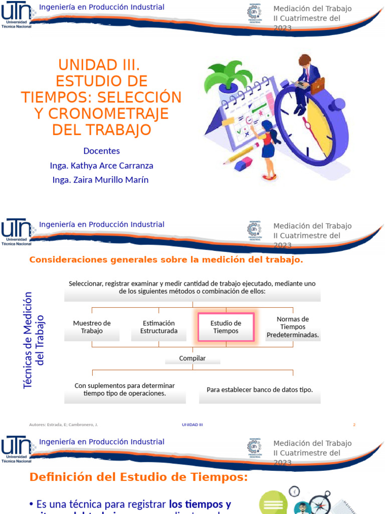Unidad III. Estudio de Tiempos. Selección y Cronometraje Del Trabajo | PDF