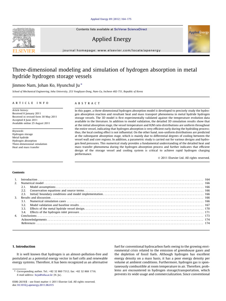Three-Dimensional Modeling and Simulation of Hydrogen Absorption in ...