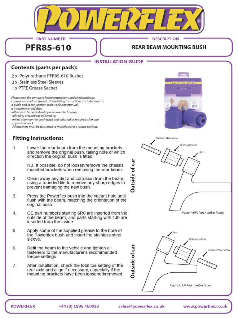 (PFR85-610) Fitting Instructions | PDF