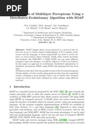 P.A. Castillo et al- Optimisation of Multilayer Perceptrons Using a Distributed Evolutionary Algorithm with SOAP
