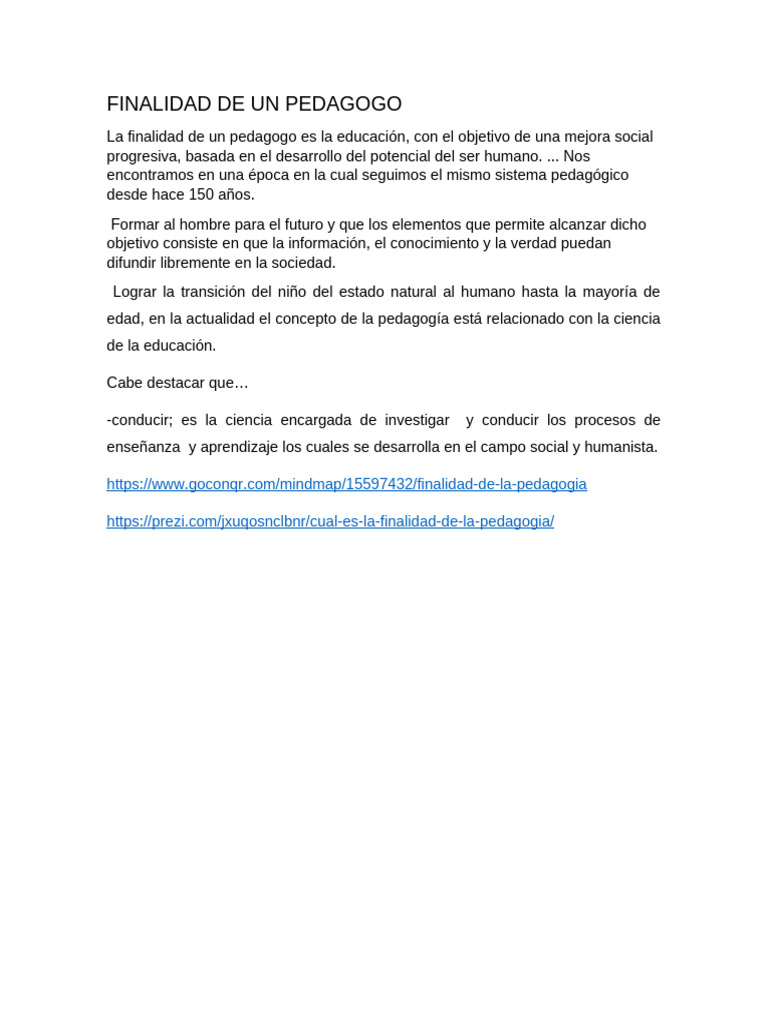Finalidad de Un Pedagogo | PDF