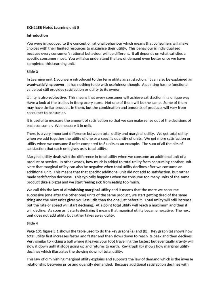 EKN11EB Notes Learning Unit 5 - 033530 | PDF