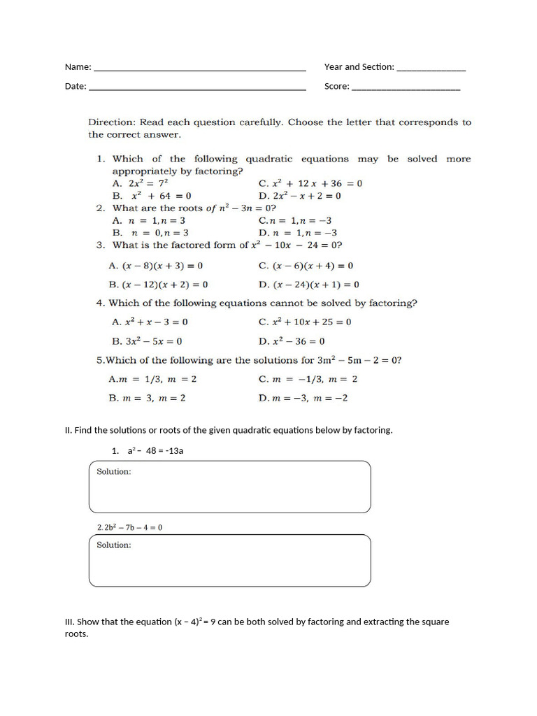 Factoring Test | PDF | Teaching Methods & Materials | Art