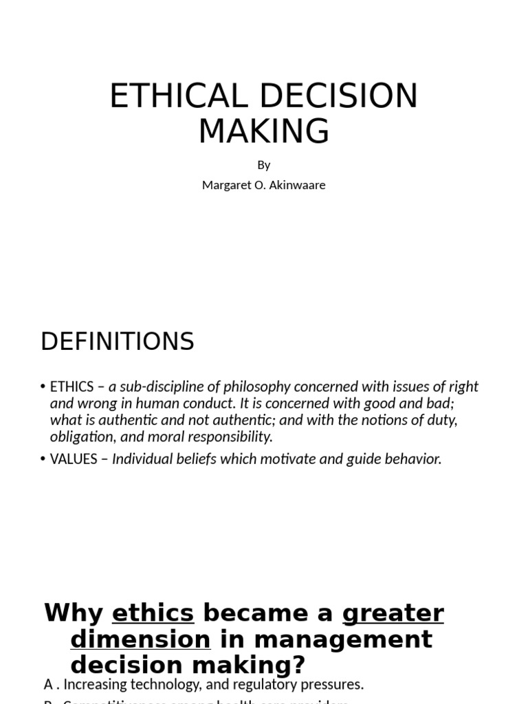 Ethical Decision Making - 1 | PDF