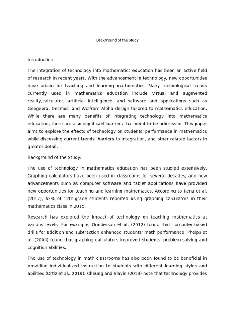 Background of The Study | PDF