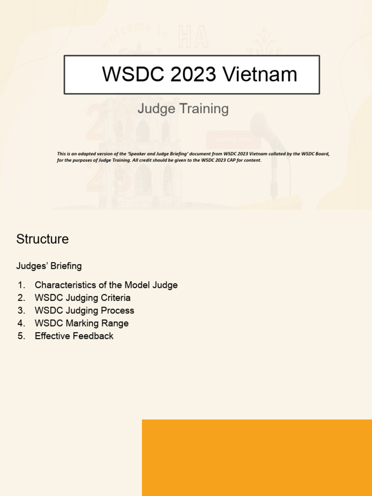 WSDC 2023 Judge Training | PDF