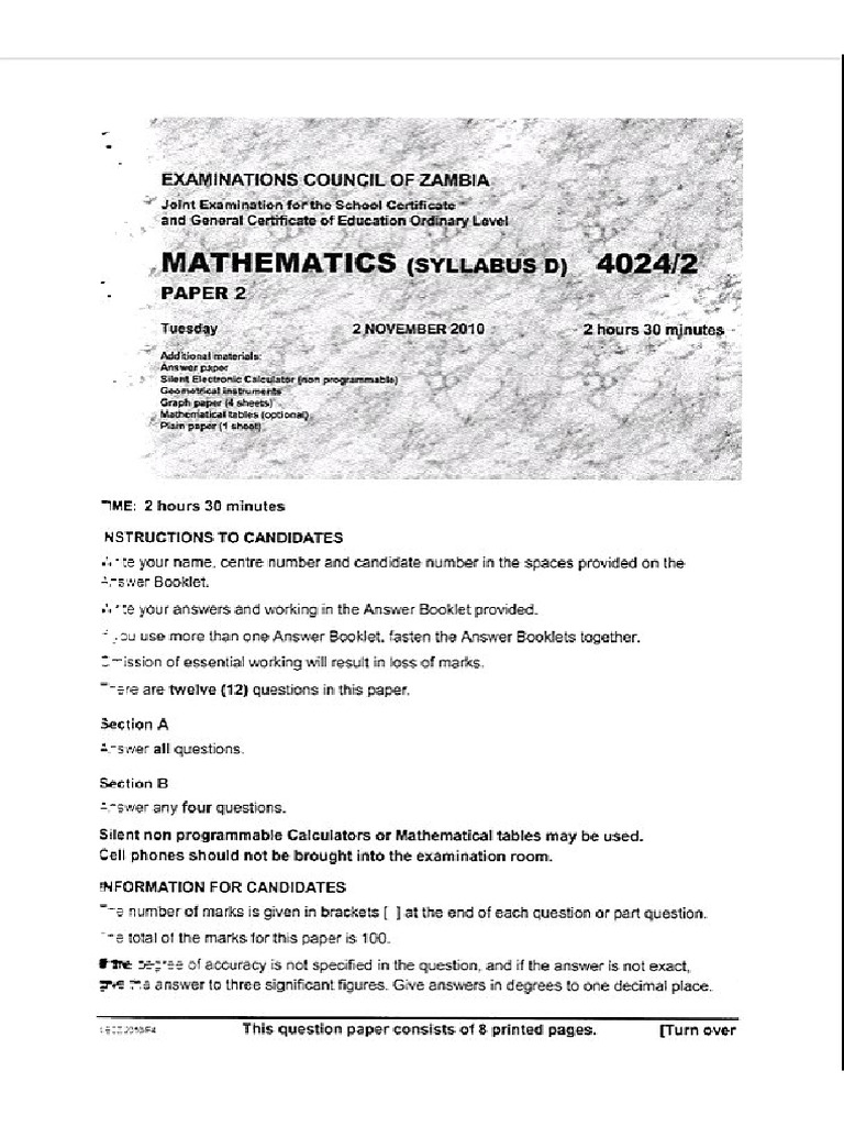 G12 Maths P2 2010 | PDF