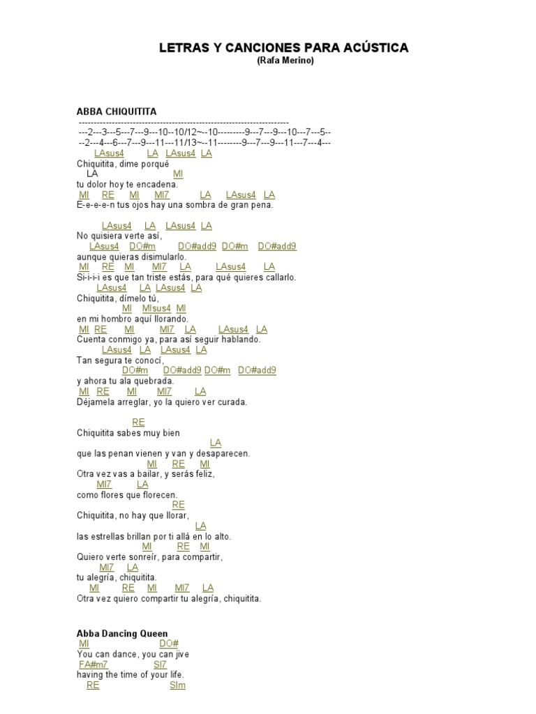 Canciones y Letras para Acústica | PDF | Entretenimiento (general) | Ocio, image size:768x1024