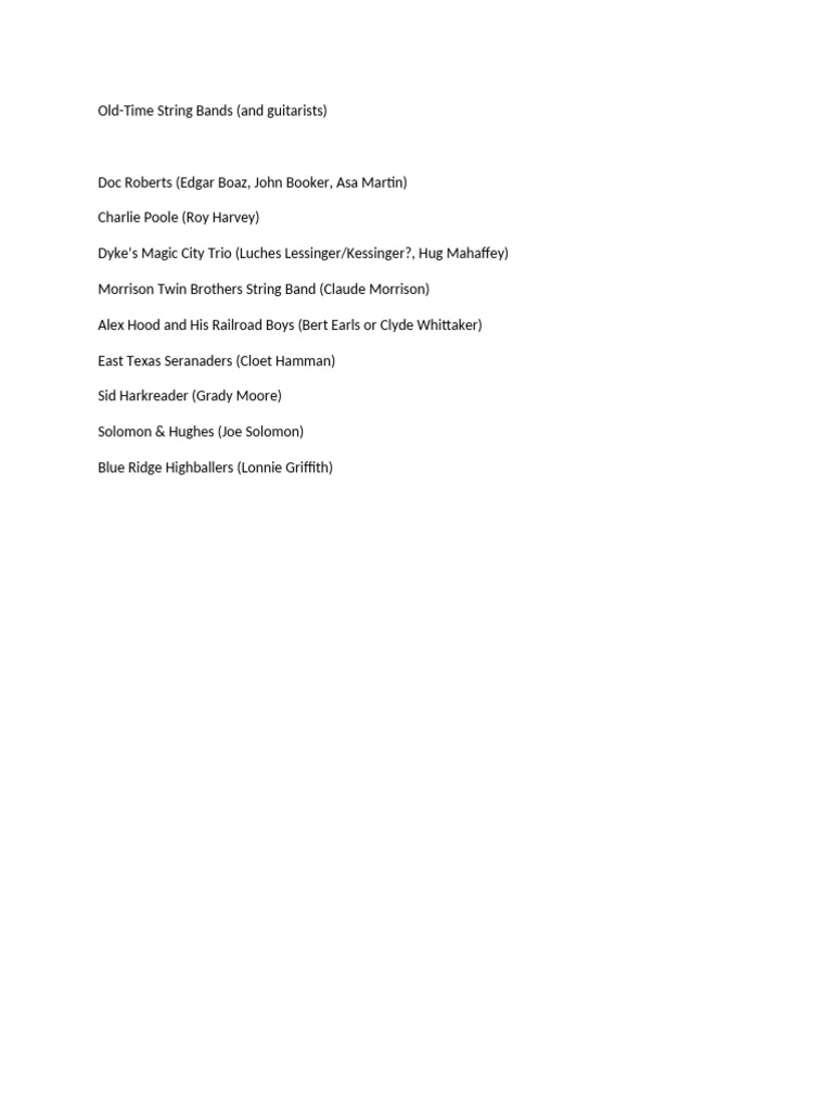 Old-Time String Bands (And Guitarists) | PDF