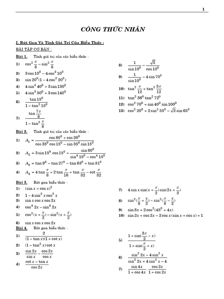 Công TH C Nhân 8 | PDF