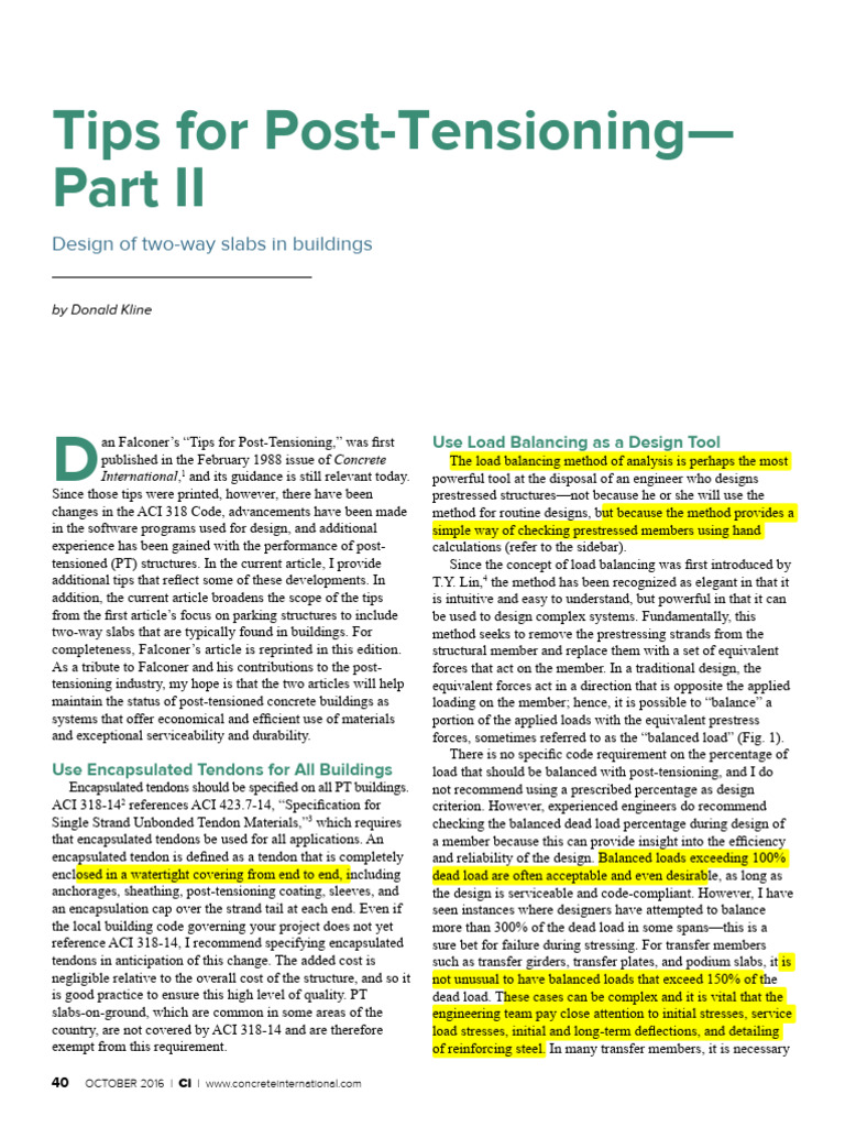 Kline+Engineering+Tips+for+Post+Tensioning+Part+2 | PDF