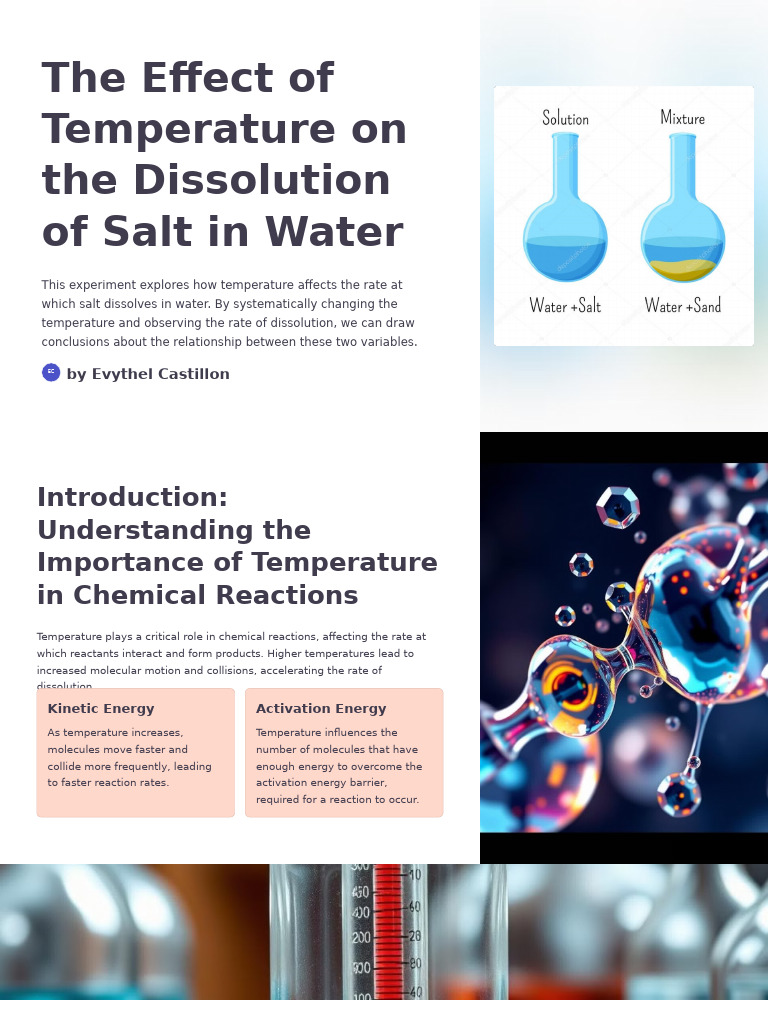 The Effect of Temperature On The Dissolution of Salt in Water | PDF
