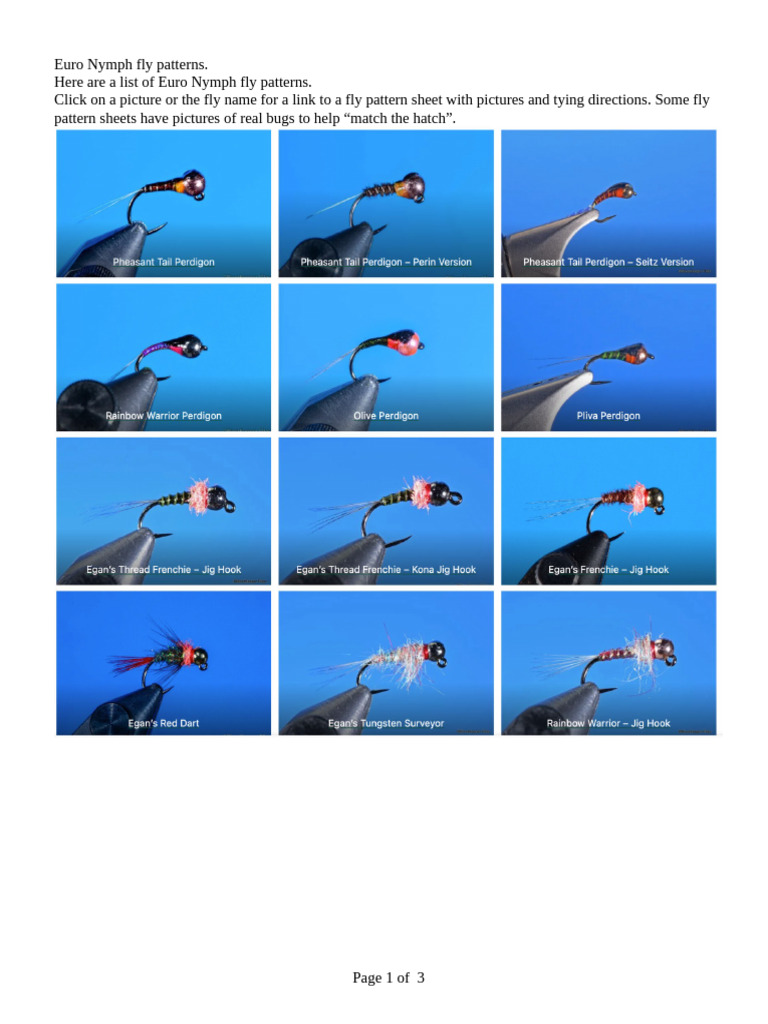 Euro Nymph Fly Patterns PDF Science Mathematics