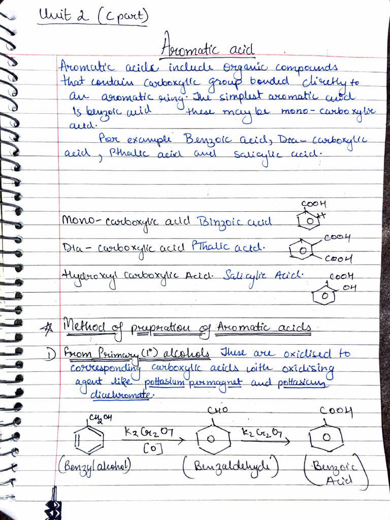 Organic Unit2 (C) Aromatic Acid PDF | PDF | Physical Sciences | Chemistry