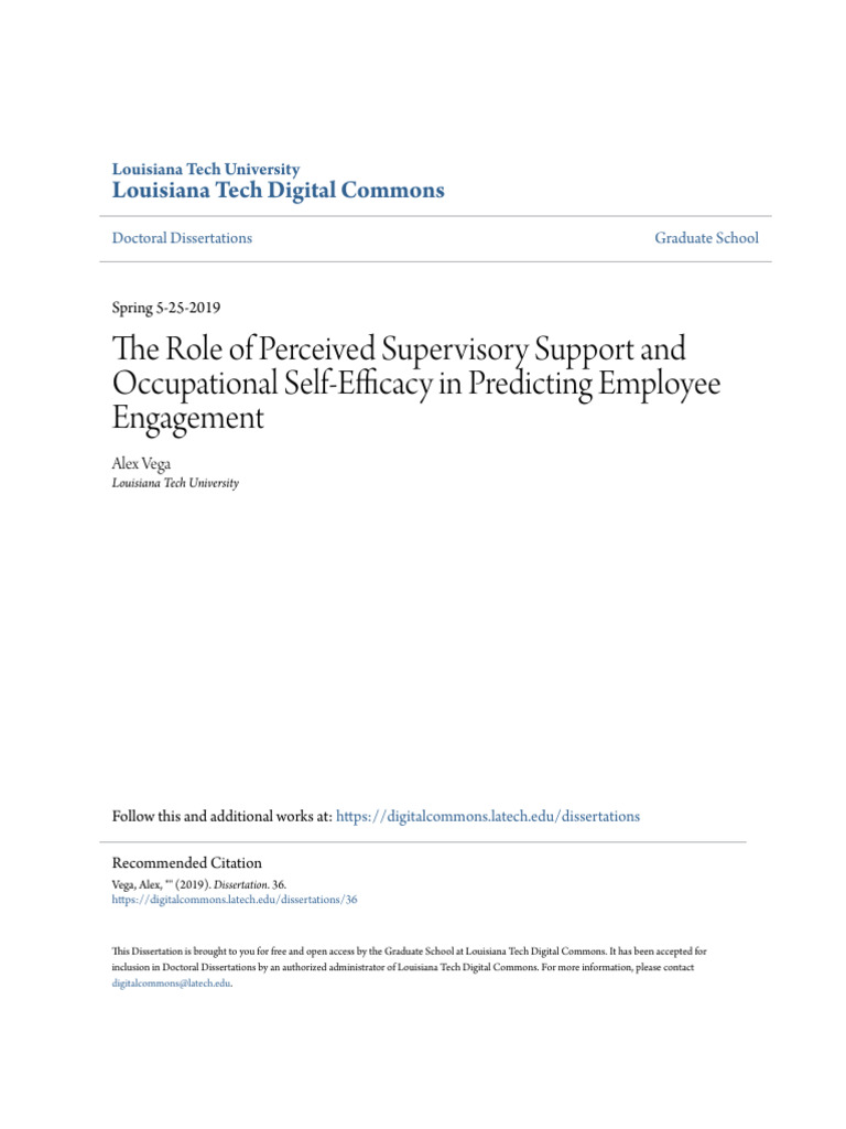 Employee Engagement and Supervisory Support | PDF | Self Efficacy ...