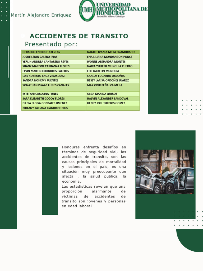 Presentación Del Proyecto Accidentes de Tránsitos | PDF | Accidente de ...
