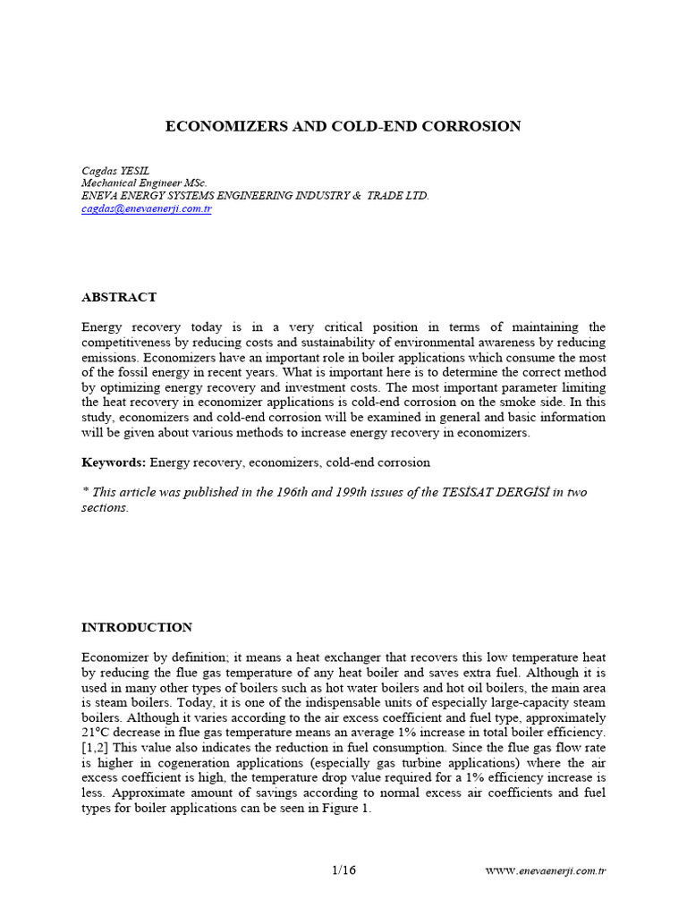 Economizers and Cold End Corrosion | PDF