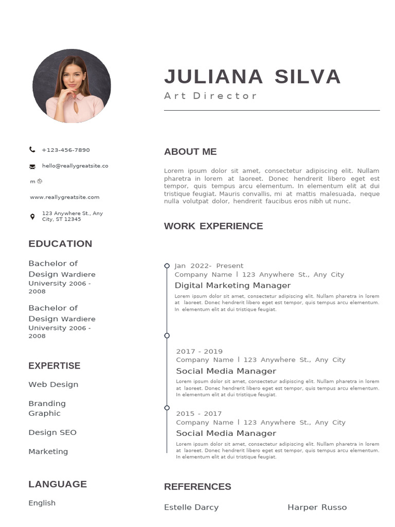 Minimalist modern professional cv resume pdf