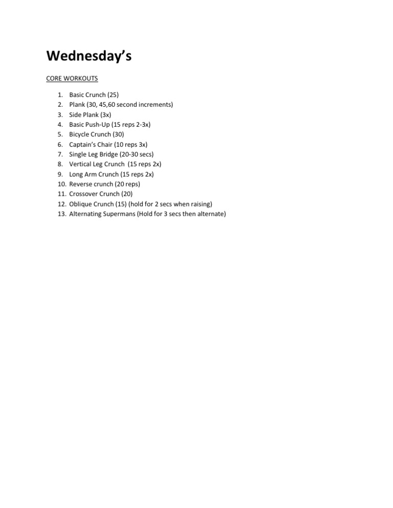 Core Workout Schedule | PDF | History