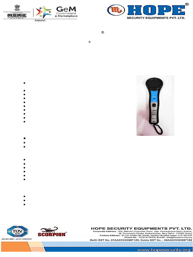 Scorpion-700112 Hand Held Metal Detector (Blue) | PDF