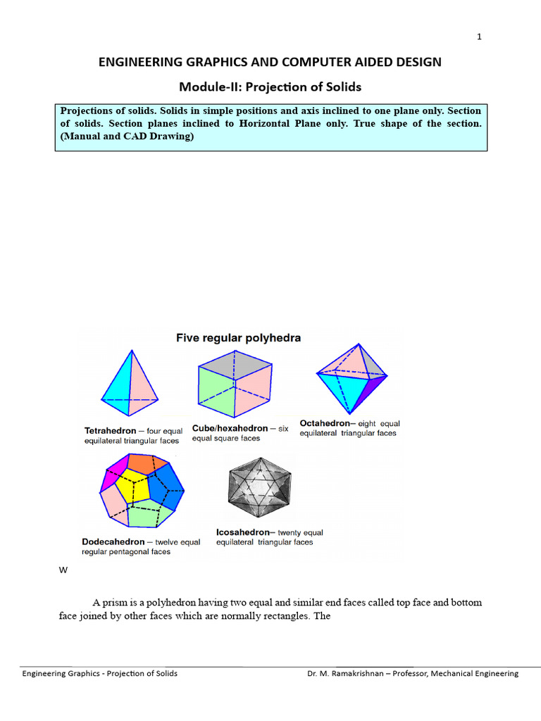 Engineering Graphics: Solid Projections | PDF | Tetrahedron | Convex ...