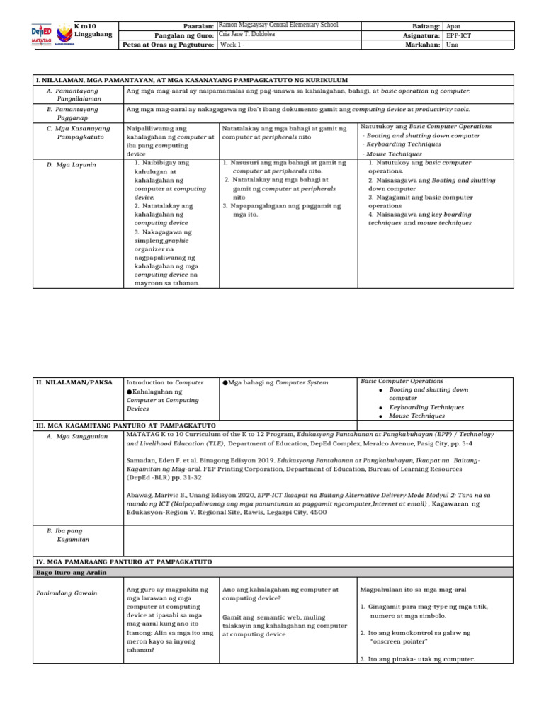 Kahalagahan ng Computer sa EPP-ICT | PDF | Computer Architecture ...