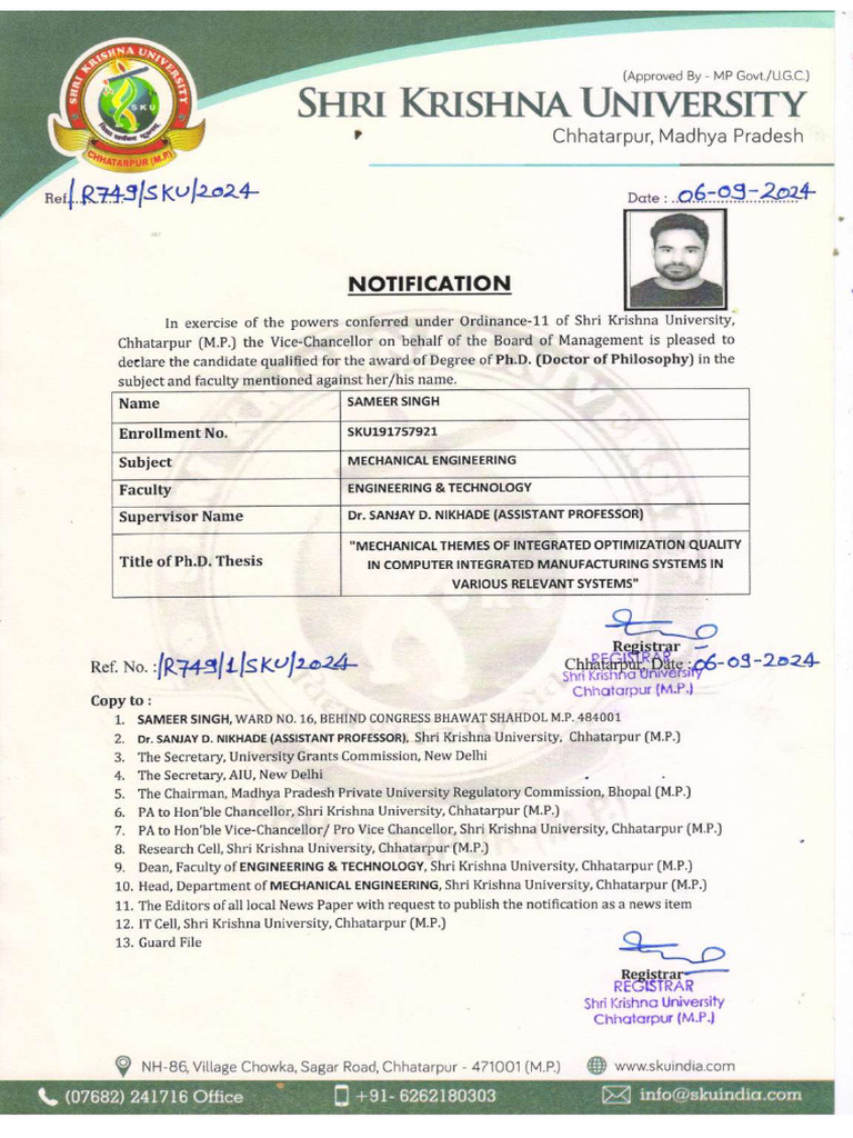 PHD Notification | PDF