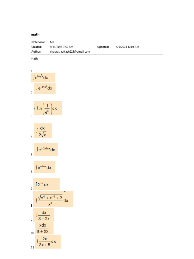 Indef. Integration 1 | PDF