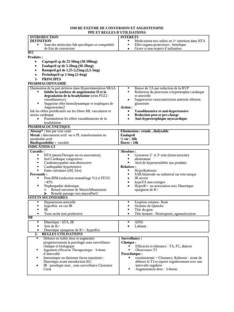 Inh de Enzyme de Conversion Et Angiotensine | PDF