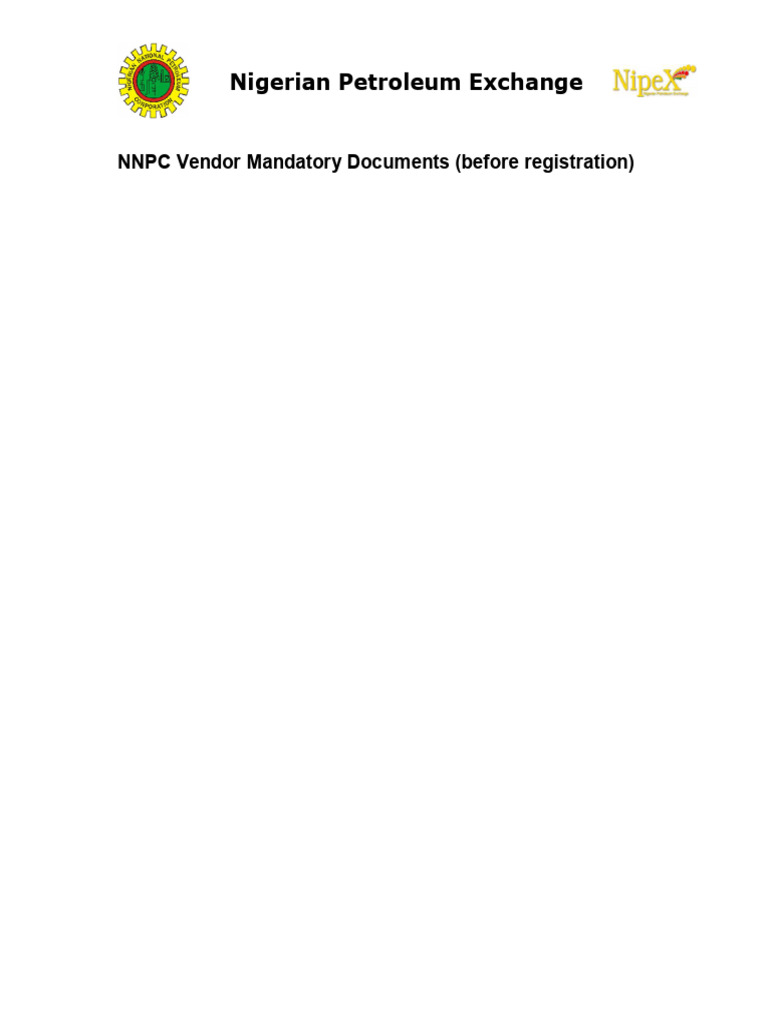 NNPC Vendors Application Form | PDF
