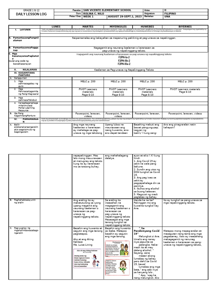 Q1 Filipino Week 1 Pdf