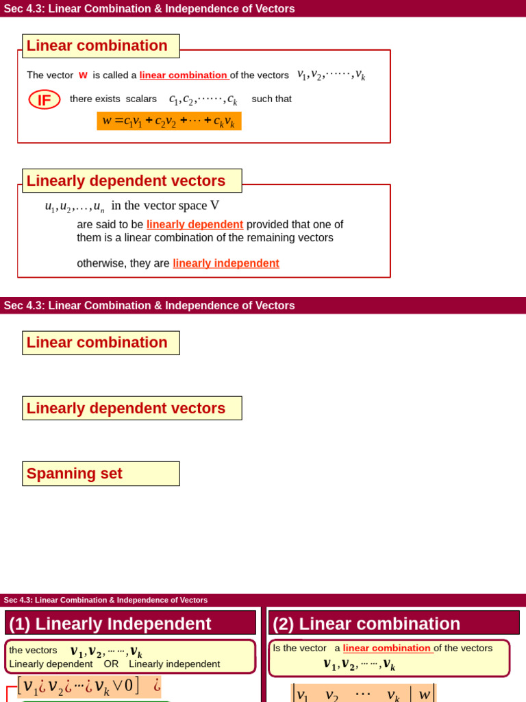 Linear Combination: V V V C C C | PDF