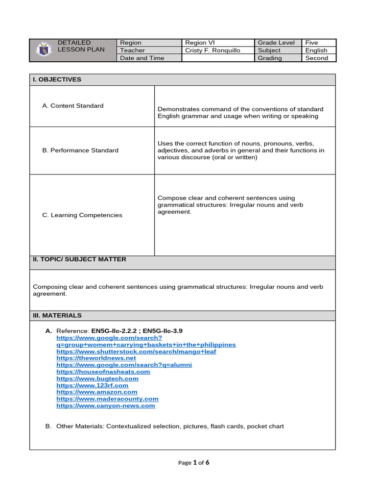 Lesson Exemplar in English 5 | PDF