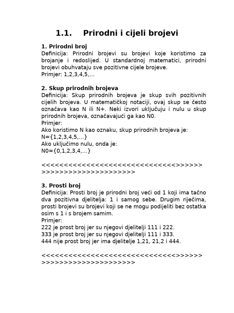 Prirodni I Cijeli Brojevi | PDF