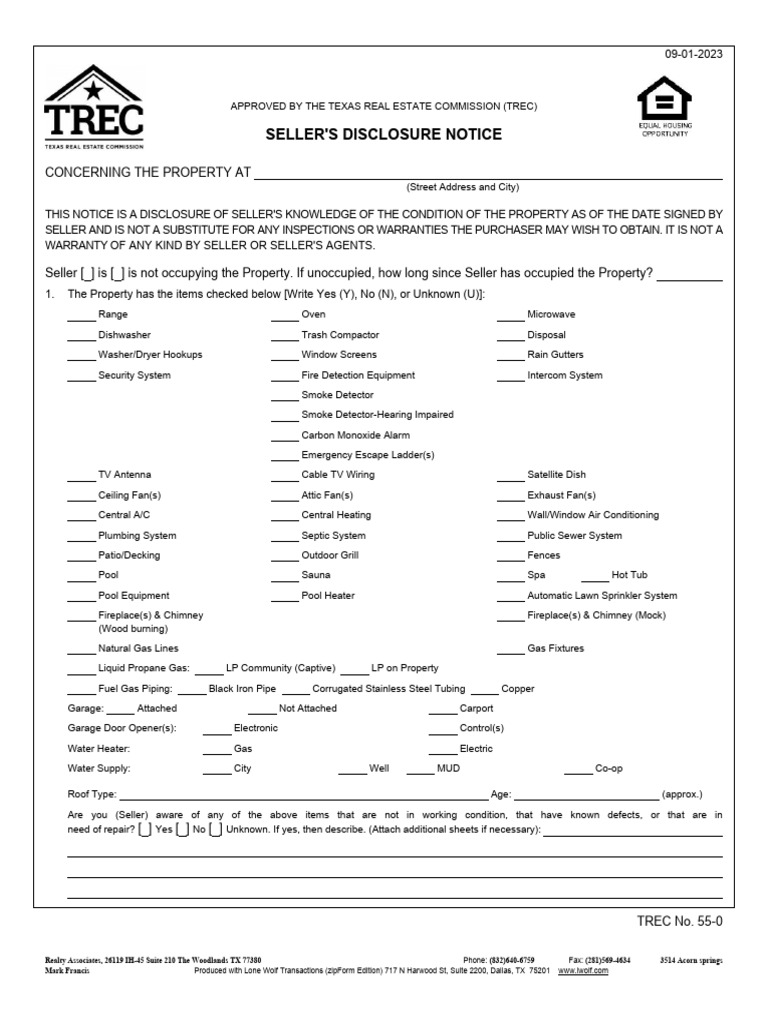 Texas Seller Disclosure | PDF