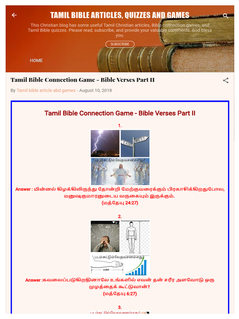 Tamilbiblearticleandgames Blogspot Com 2018 08 Tamil Bible Connection 
