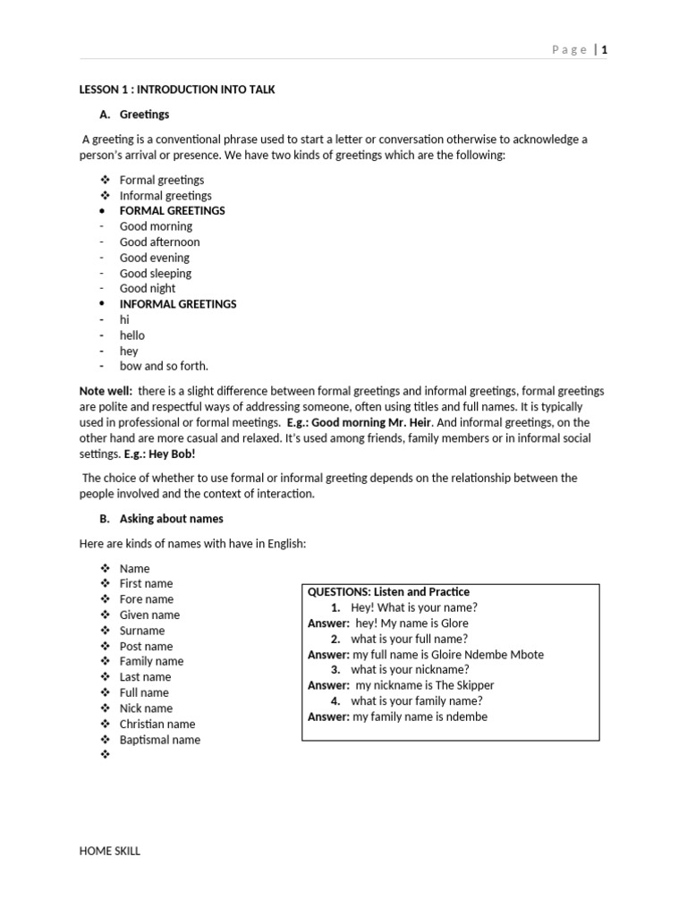 HOME - SKILL Final Hand Out | PDF
