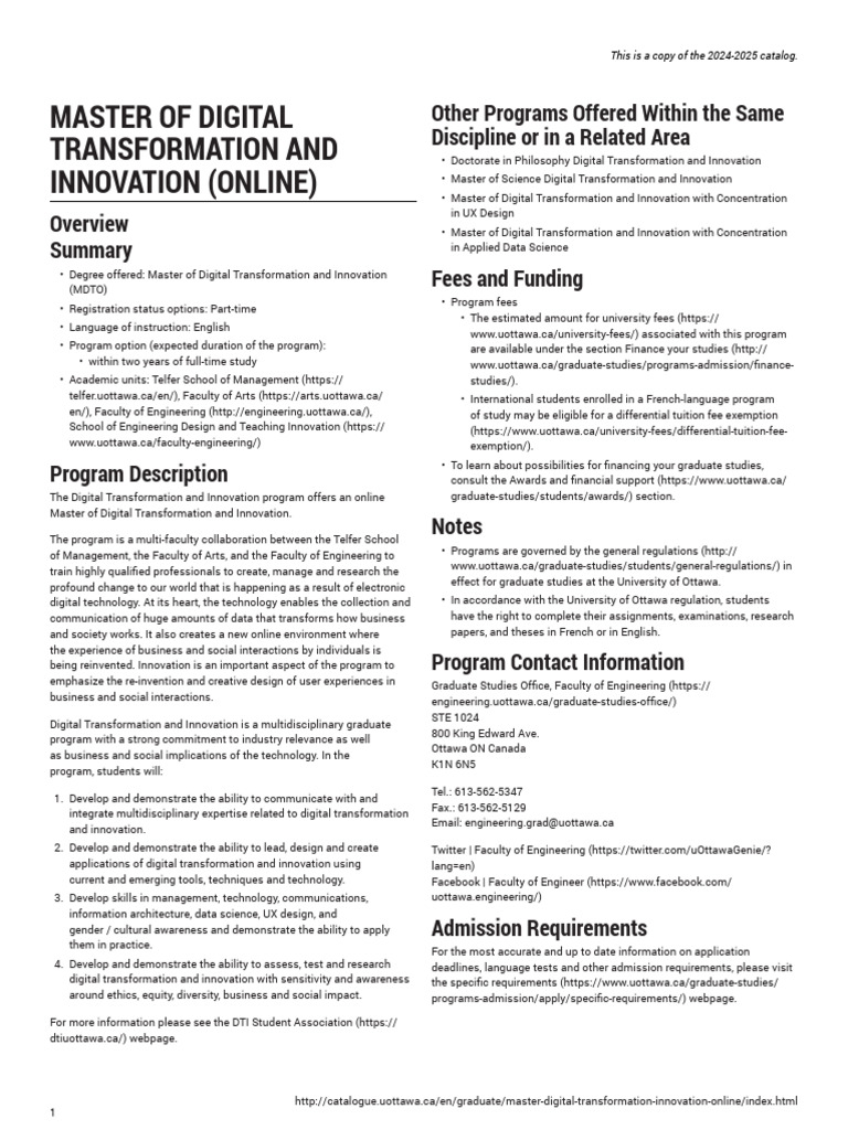 Master Digital Transformation Innovation Online | PDF
