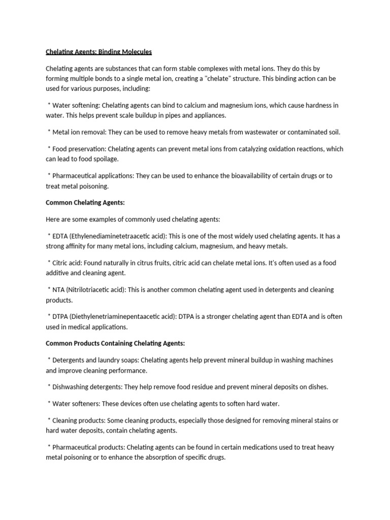 Chelating Agents | PDF