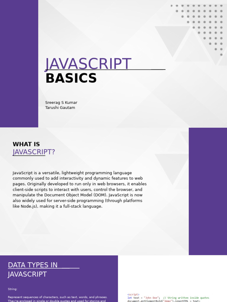JavaScript Basics: Data Types & Dialogs | PDF | Scope (Computer Science ...