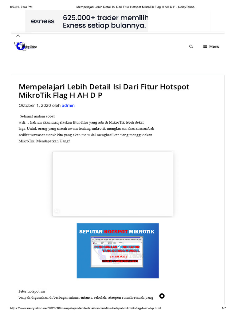 Mempelajari Lebih Detail Isi Dari Fitur Hotspot MikroTik Flag H AH D P ...