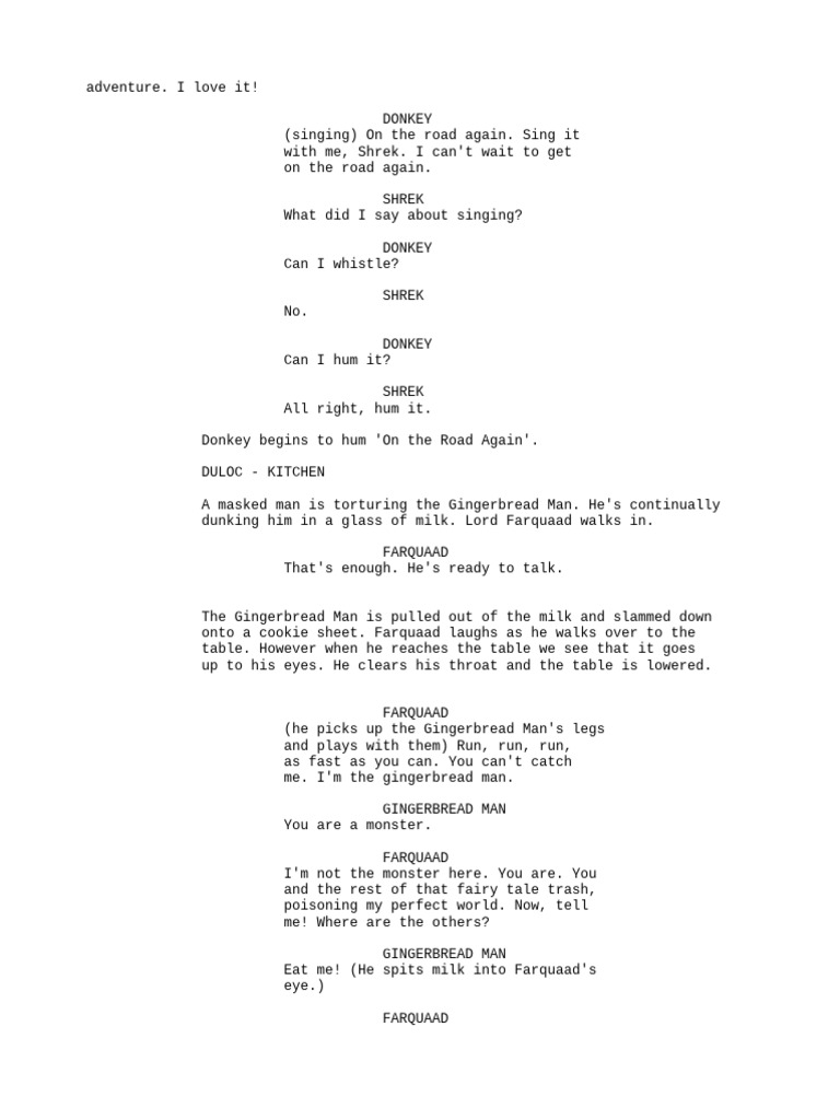 Shrek Script 5 or Something FDLKMFDLKGMFDMKG | PDF