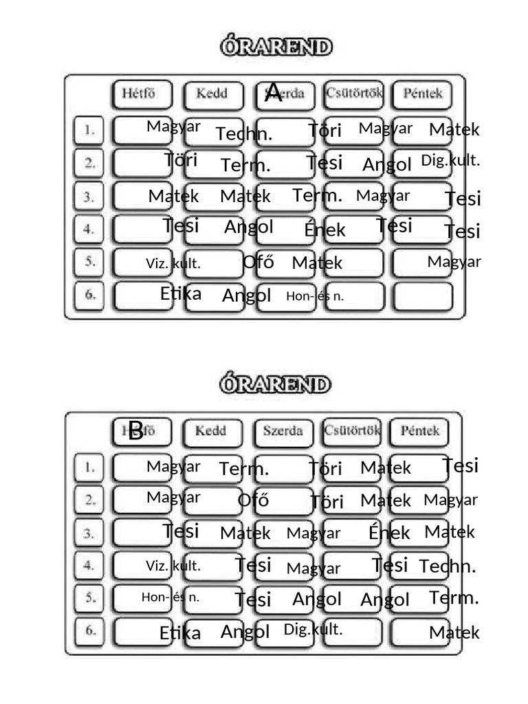 Órarend | PDF