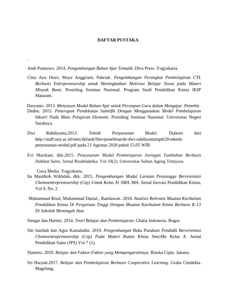 Daftar Pustaka Pengembangan Pembelajaran | PDF