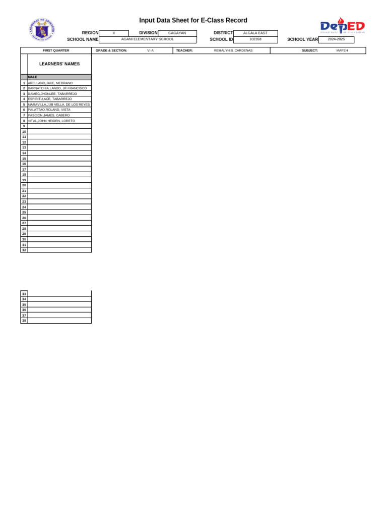 Grade 4 6 1 st quarter mapeh pdf