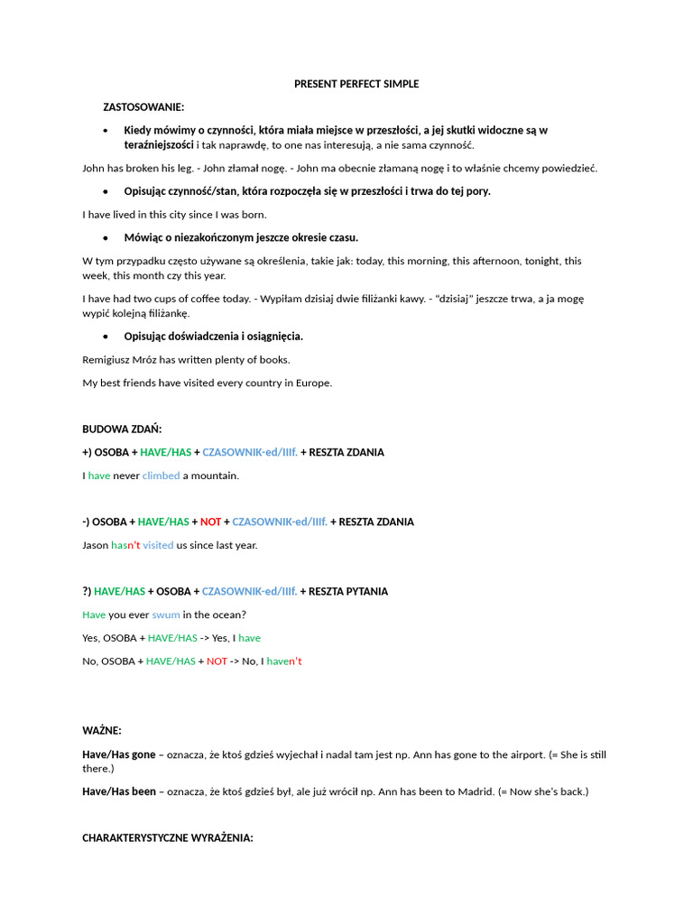 Present Perfect | PDF