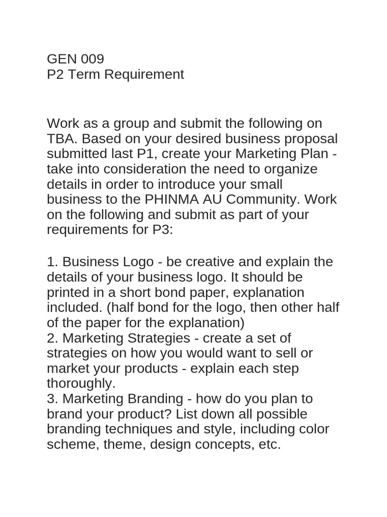 GEN 009 P2 Requirement | PDF