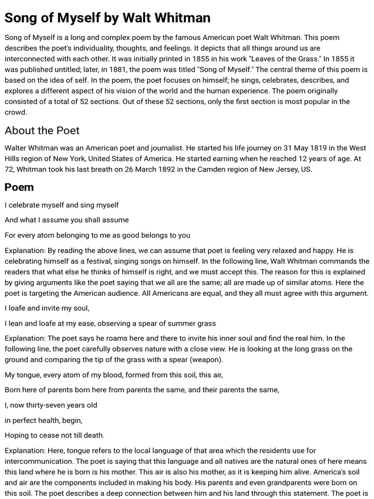 Song of myself pdf